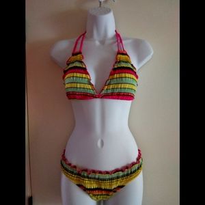 Vintage Rampage Striped Bikini Swimsuit